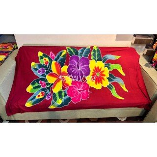 New Design Rayon Sarong Hand Painted Flower Design Handmade In Bali